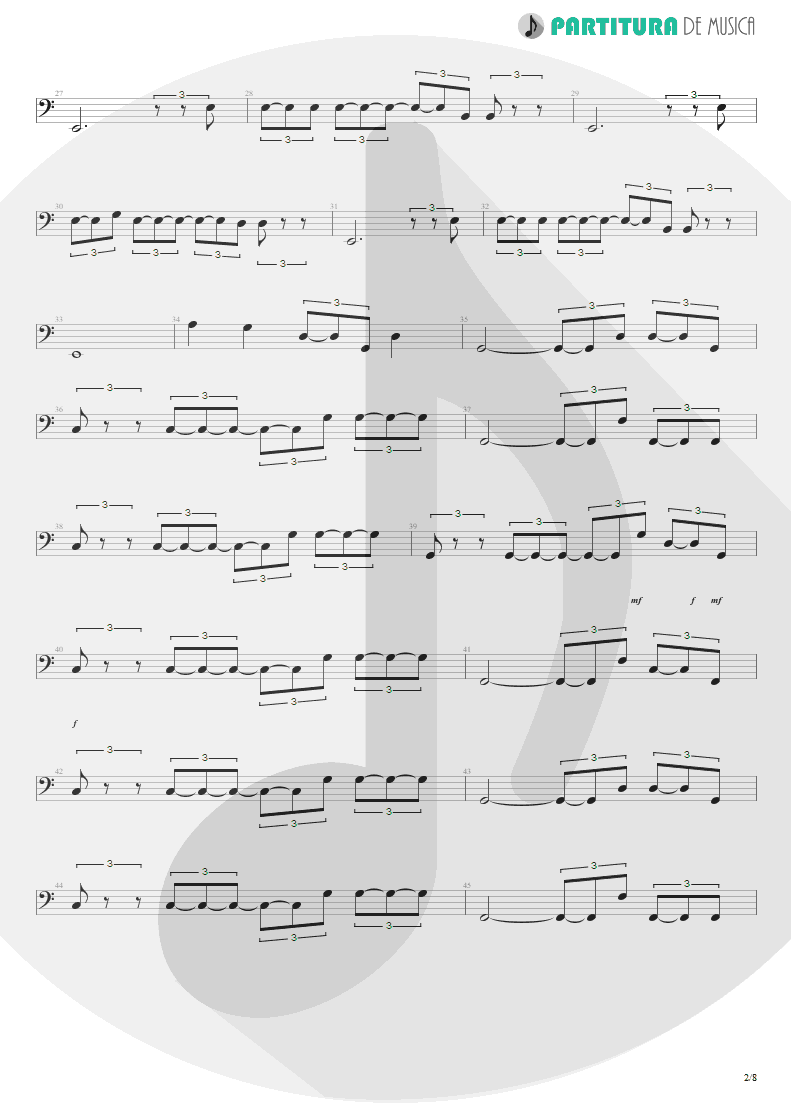 Partitura de musica de Baixo Elétrico - Quinta-Feira | Charlie Brown Jr. | Transpiração Contínua Prolongada 1997 - pag 2