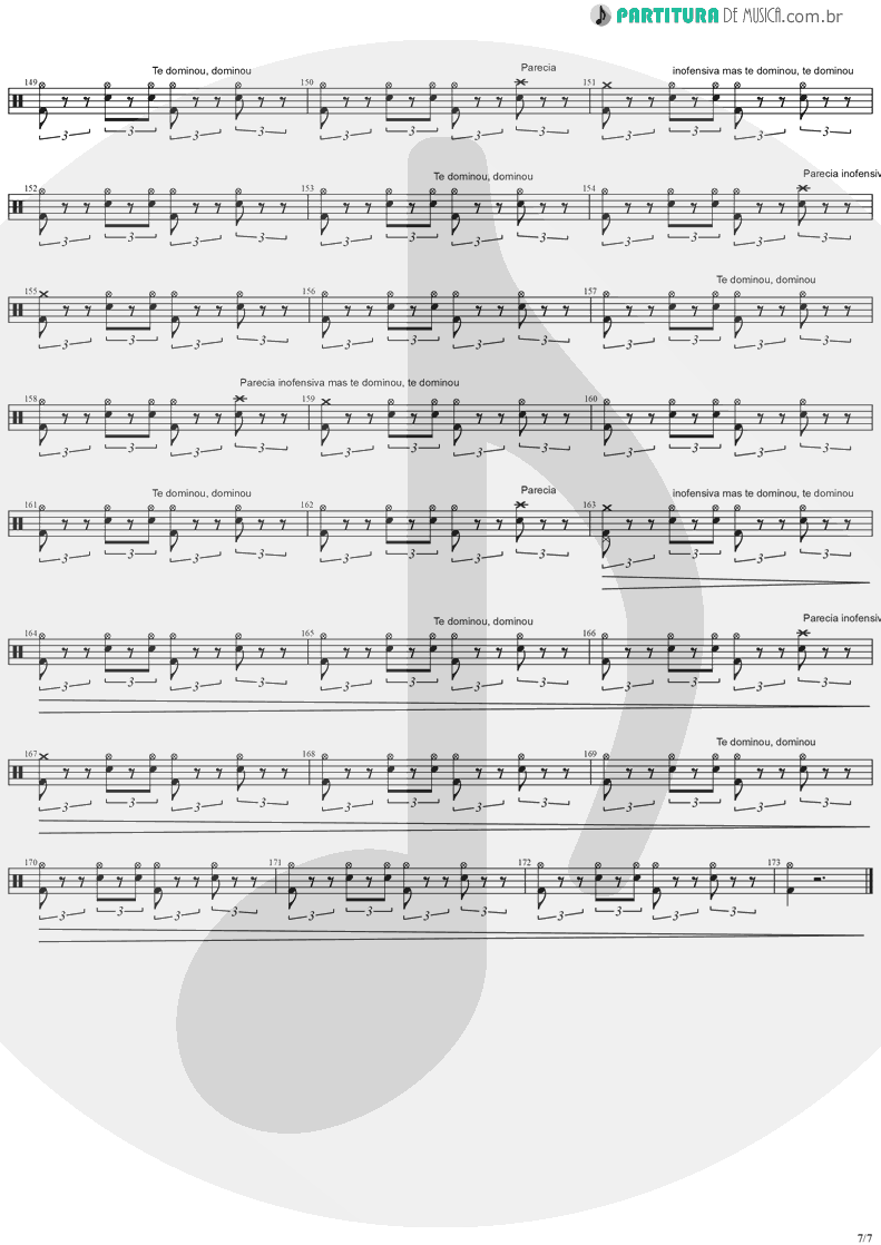 Partitura de musica de Bateria - Quinta-Feira | Charlie Brown Jr. | Transpiração Contínua Prolongada 1997 - pag 7