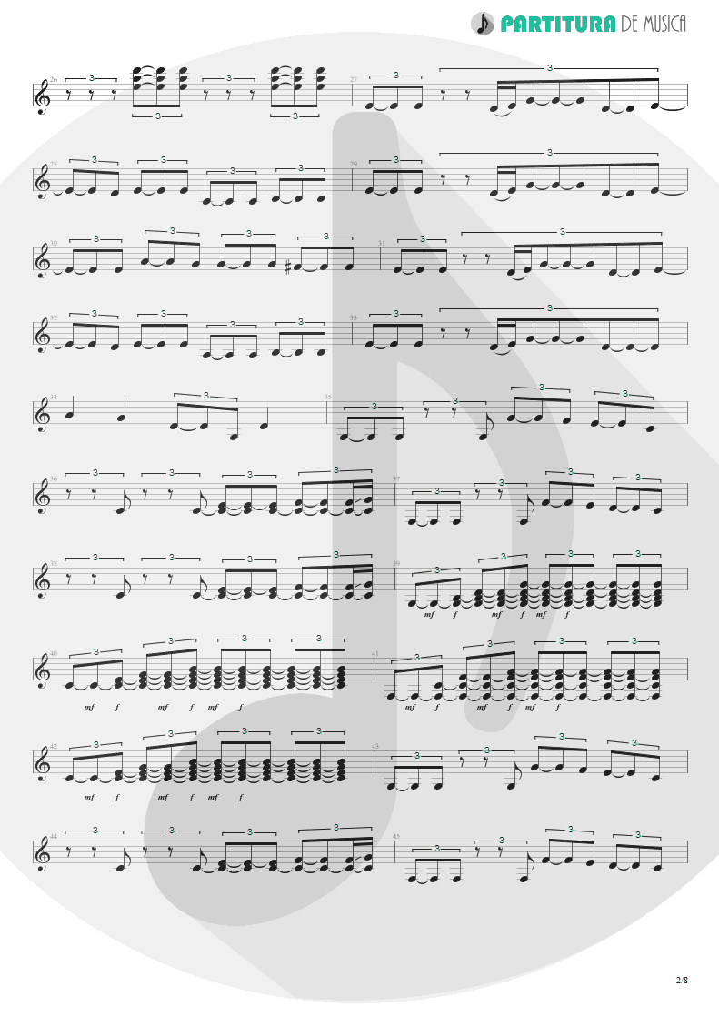 Partitura de musica de Guitarra Elétrica - Quinta-Feira | Charlie Brown Jr. | Transpiração Contínua Prolongada 1997 - pag 2