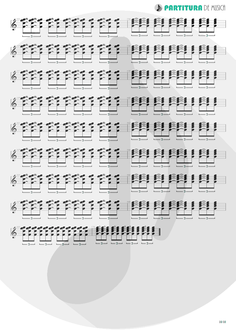 Partitura de musica de Guitarra Elétrica - Quinta-Feira | Charlie Brown Jr. | Transpiração Contínua Prolongada 1997 - pag 10