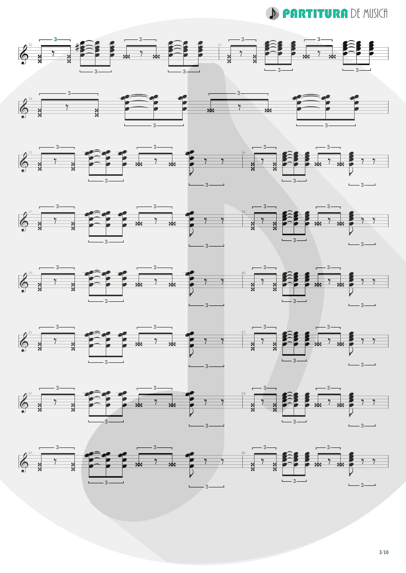 Partitura de musica de Guitarra Elétrica - Quinta-Feira | Charlie Brown Jr. | Transpiração Contínua Prolongada 1997 - pag 3