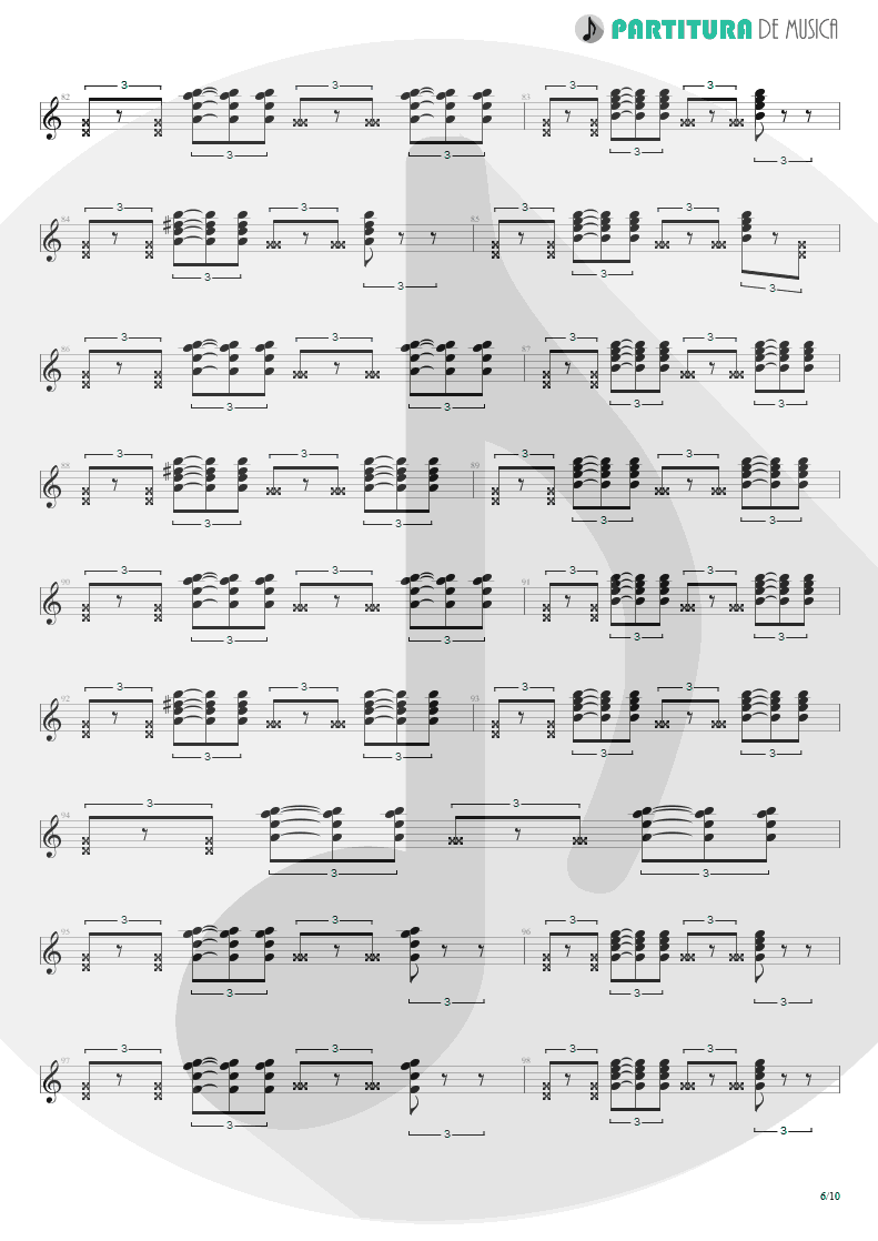 Partitura de musica de Guitarra Elétrica - Quinta-Feira | Charlie Brown Jr. | Transpiração Contínua Prolongada 1997 - pag 6