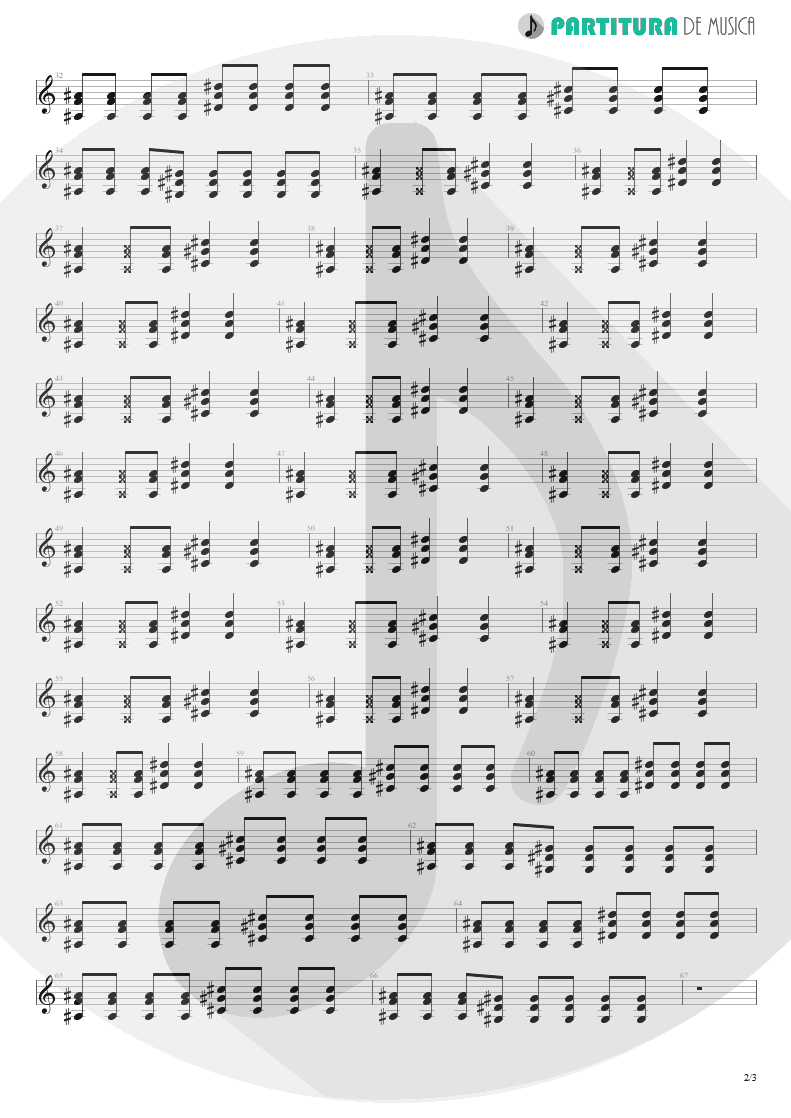 Partitura de musica de Guitarra Elétrica - Tudo O Que Ela Gosta De Escutar | Charlie Brown Jr. | Transpiração Contínua Prolongada 1997 - pag 2