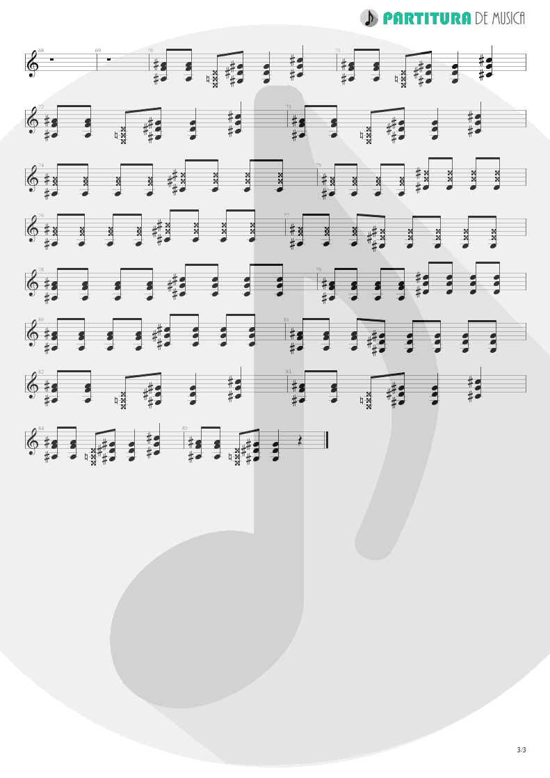 Partitura de musica de Guitarra Elétrica - Tudo O Que Ela Gosta De Escutar | Charlie Brown Jr. | Transpiração Contínua Prolongada 1997 - pag 3