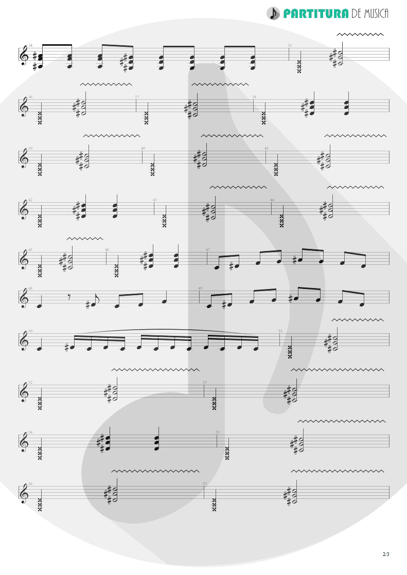 Partitura de musica de Guitarra Elétrica - Tudo O Que Ela Gosta De Escutar | Charlie Brown Jr. | Transpiração Contínua Prolongada 1997 - pag 2