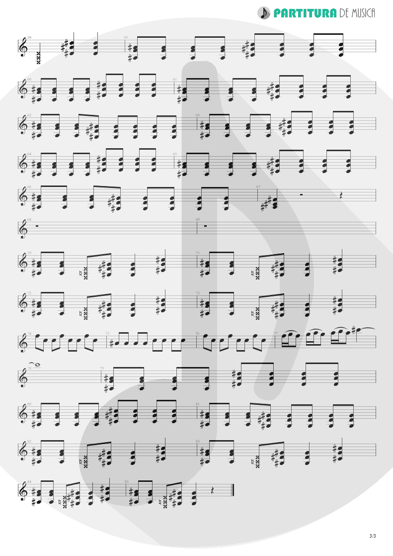 Partitura de musica de Guitarra Elétrica - Tudo O Que Ela Gosta De Escutar | Charlie Brown Jr. | Transpiração Contínua Prolongada 1997 - pag 3