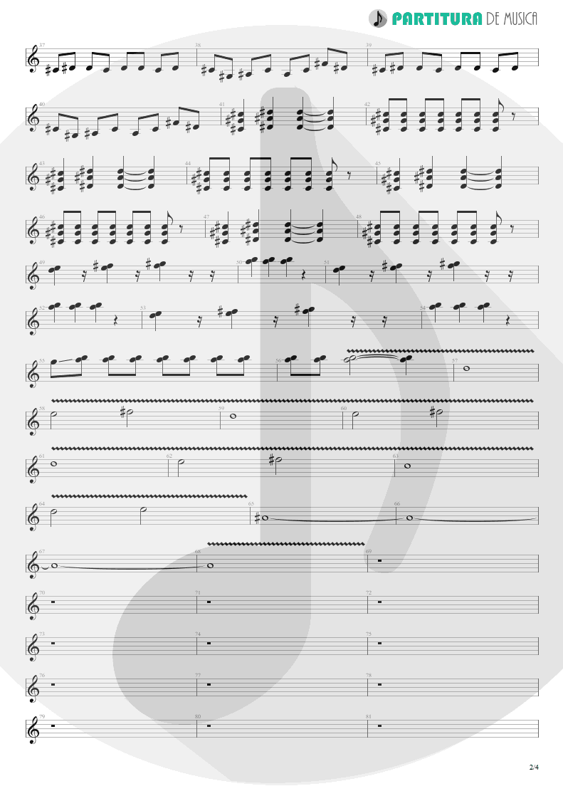 Partitura de musica de Guitarra Elétrica - Não Deixe O Mar Te Engolir | Charlie Brown Jr. | Preço Curto... Prazo Longo 1999 - pag 2