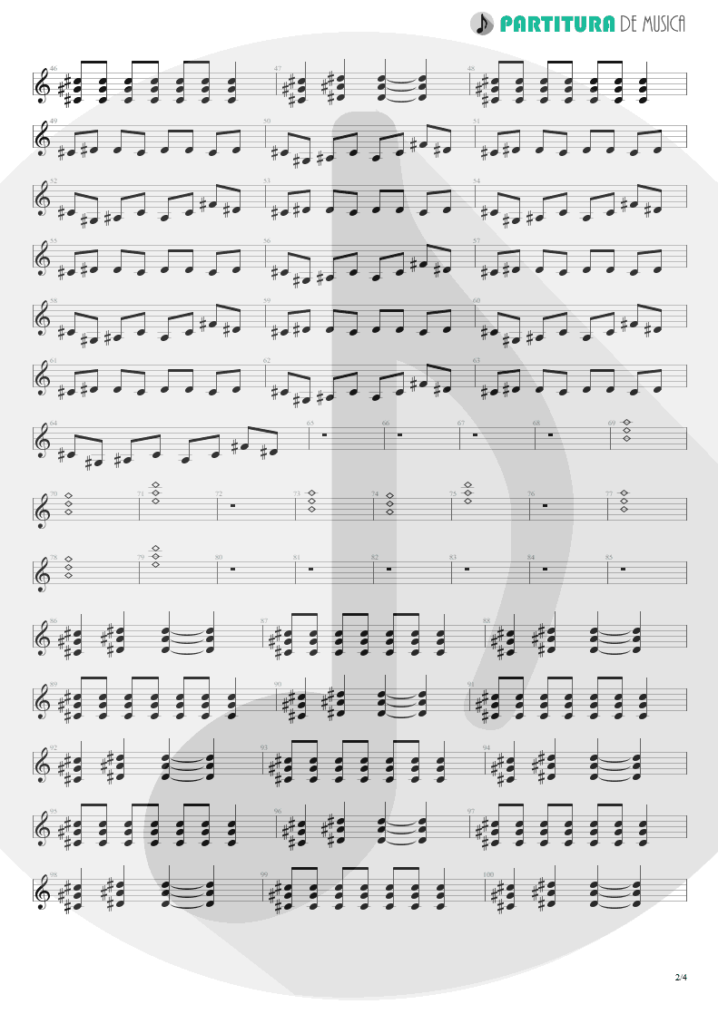 Partitura de musica de Guitarra Elétrica - Não Deixe O Mar Te Engolir | Charlie Brown Jr. | Preço Curto... Prazo Longo 1999 - pag 2