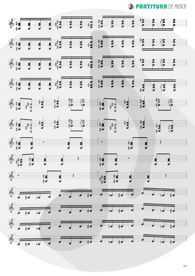 Partitura de musica de Guitarra Elétrica - Rubão, o Dono do Mundo | Charlie Brown Jr. | Nadando Com os Tubarões 2000 - pag 2