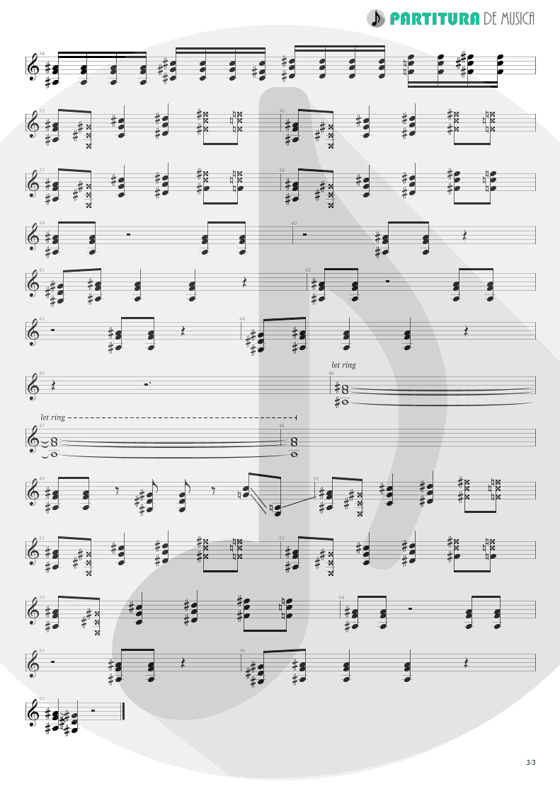 Partitura de musica de Guitarra Elétrica - Rubão, o Dono do Mundo | Charlie Brown Jr. | Nadando Com os Tubarões 2000 - pag 3