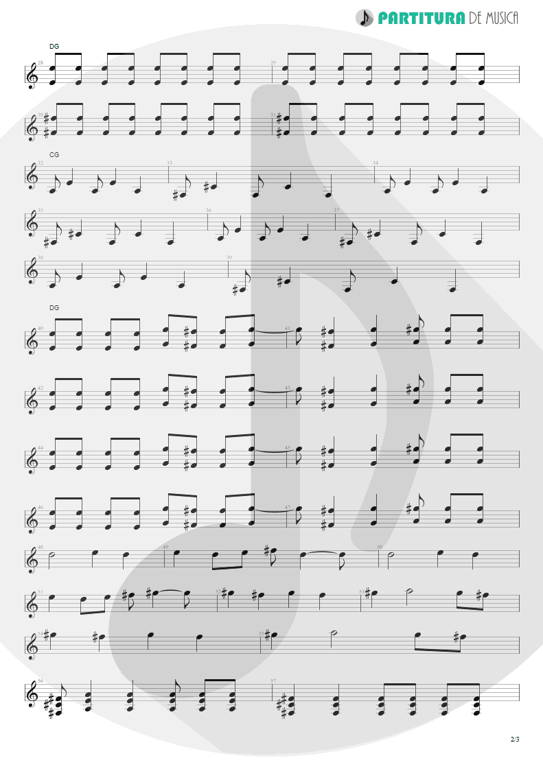 Partitura de musica de Guitarra Elétrica - Transar No Escuro | Charlie Brown Jr. | Nadando Com os Tubarões 2000 - pag 2