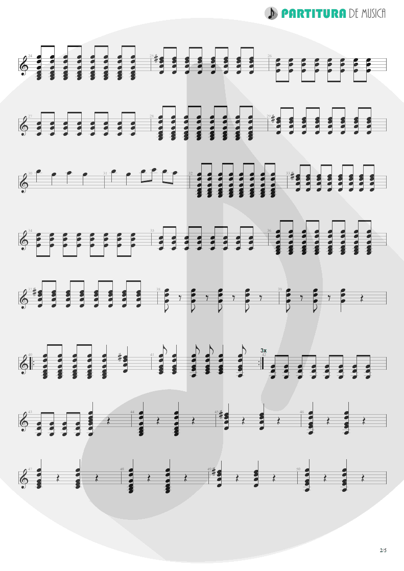 Partitura de musica de Violão - Papo Reto | Charlie Brown Jr. | Bocas Ordinárias 2002 - pag 2