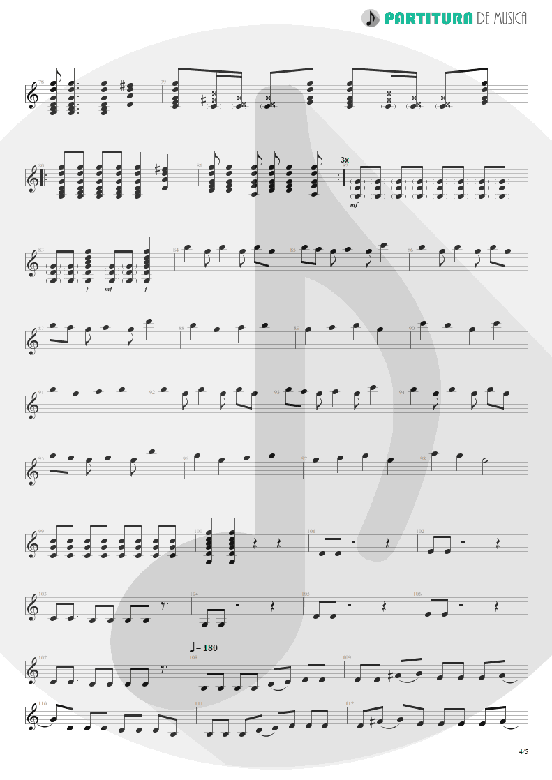 Partitura de musica de Violão - Papo Reto | Charlie Brown Jr. | Bocas Ordinárias 2002 - pag 4