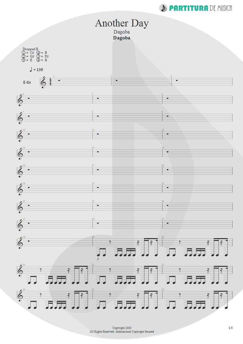 Partitura de musica de Guitarra Elétrica - Another Day | Dagoba | Dagoba 2003 - pag 1