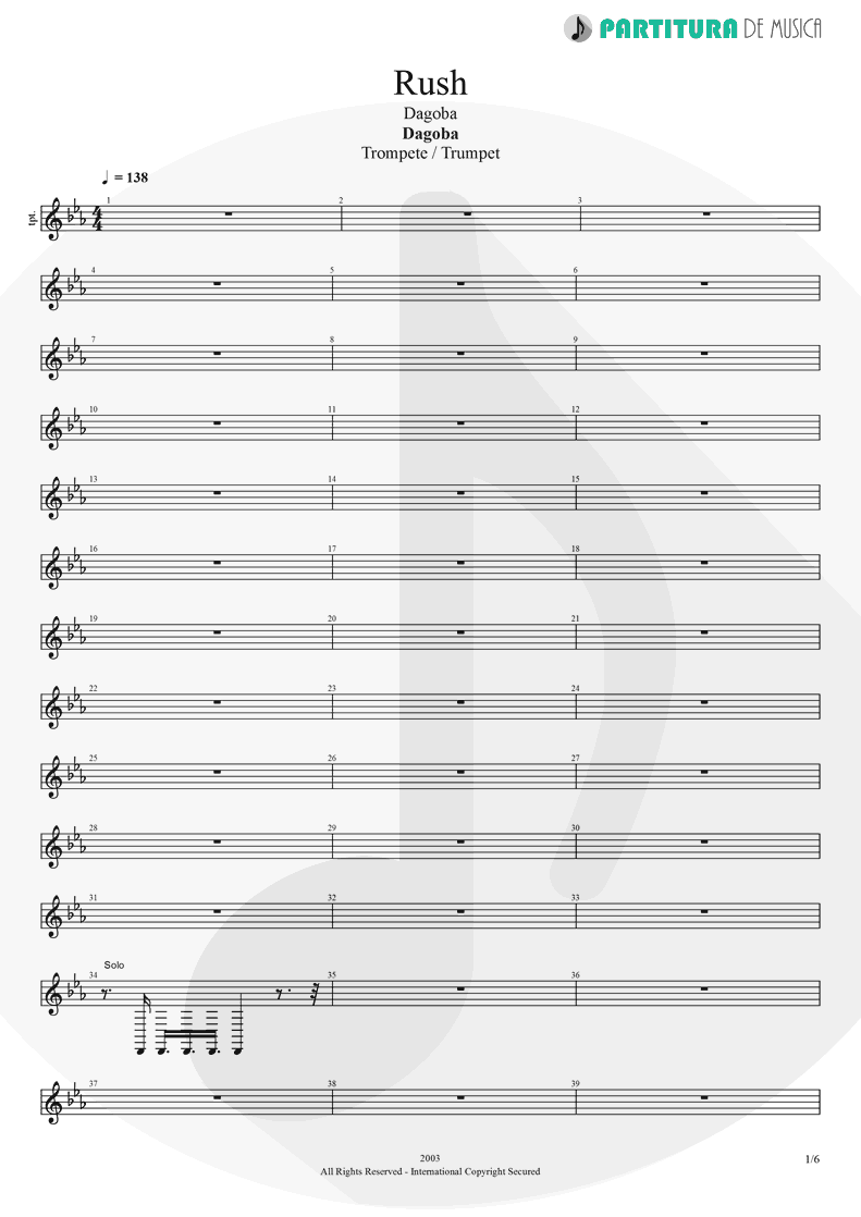 Partitura de musica de Trompete - Rush | Dagoba | Dagoba 2003 - pag 1