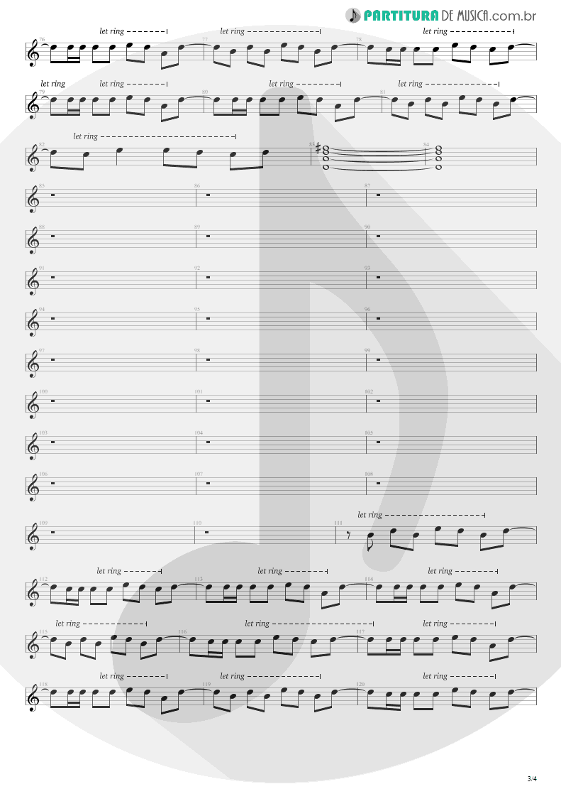 Partitura de musica de Guitarra Elétrica - Hysteria | Def Leppard | Hysteria 1987 - pag 3