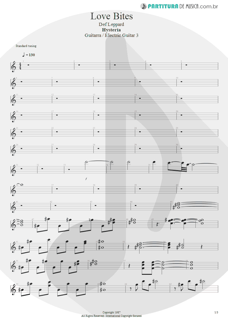 Partitura de musica de Guitarra Elétrica - Love Bites | Def Leppard | Hysteria 1987 - pag 1