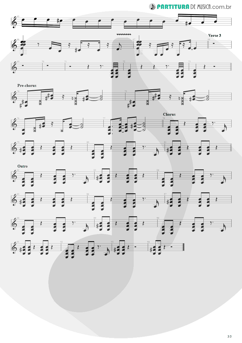 Partitura de musica de Guitarra Elétrica - Pour Some Sugar On Me | Def Leppard | Hysteria 1987 - pag 3