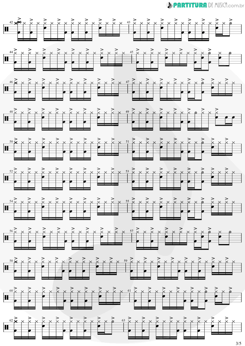 Partitura de musica de Bateria - Eu Te Devoro | Djavan | Bicho Solto 1998 - pag 3