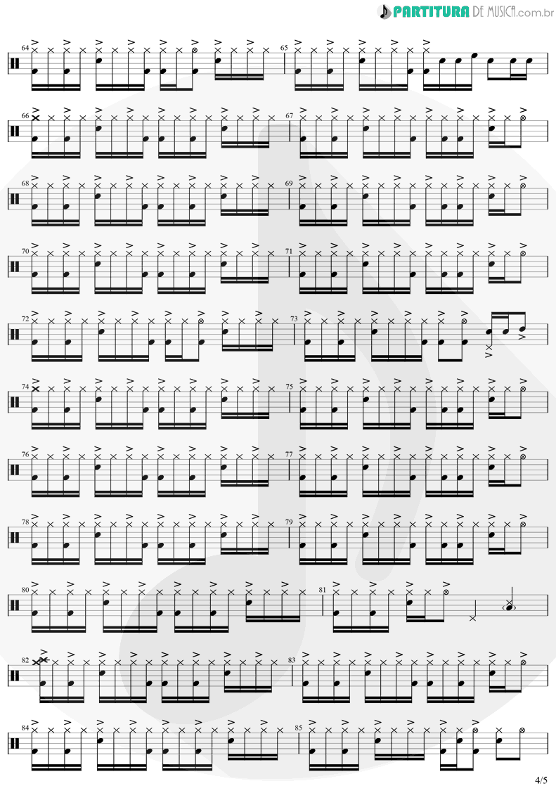 Partitura de musica de Bateria - Eu Te Devoro | Djavan | Bicho Solto 1998 - pag 4