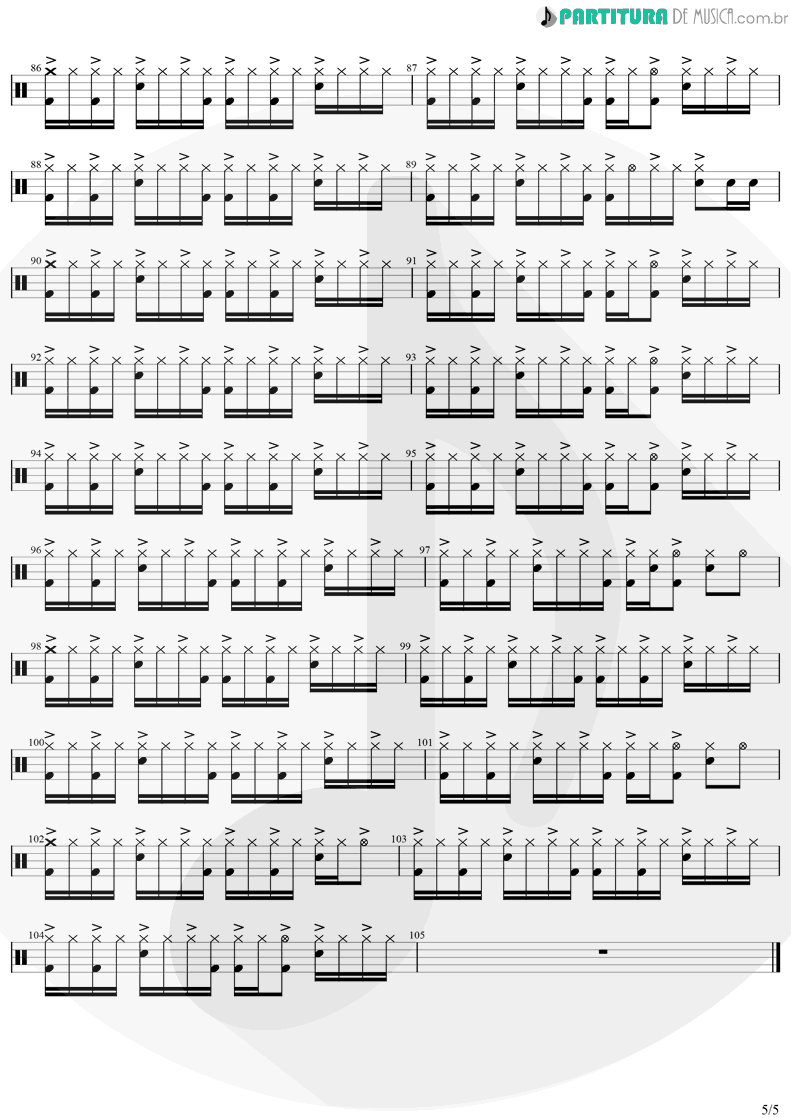 Partitura de musica de Bateria - Eu Te Devoro | Djavan | Bicho Solto 1998 - pag 5