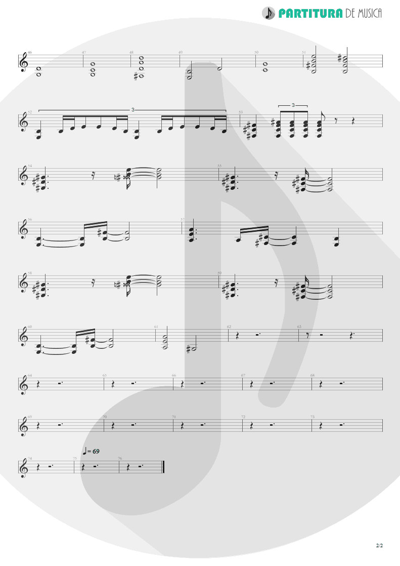 Partitura de musica de Guitarra Elétrica - Another Day | Dream Theater | Images and Words 1992 - pag 2