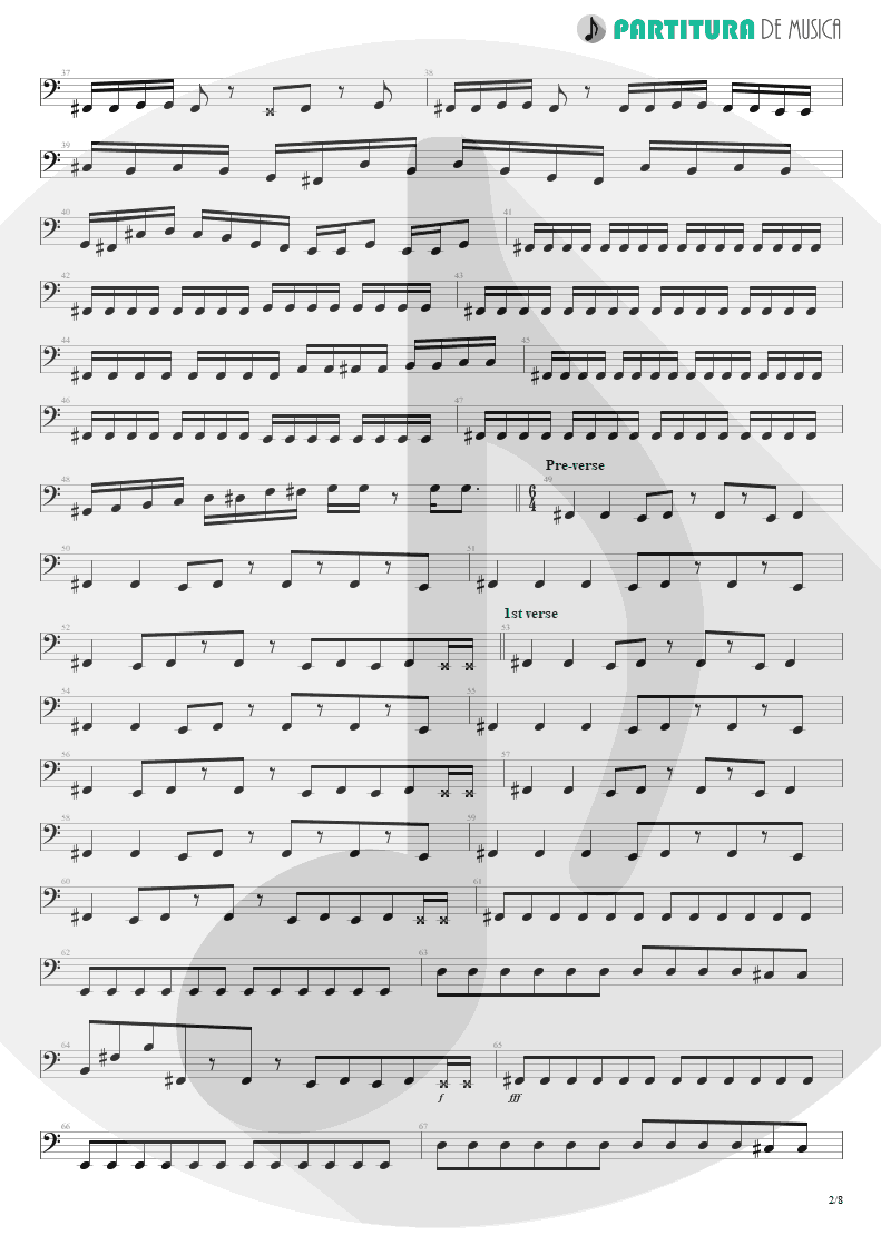 Partitura de musica de Baixo Elétrico - Under A Glass Moon | Dream Theater | Images and Words 1992 - pag 2