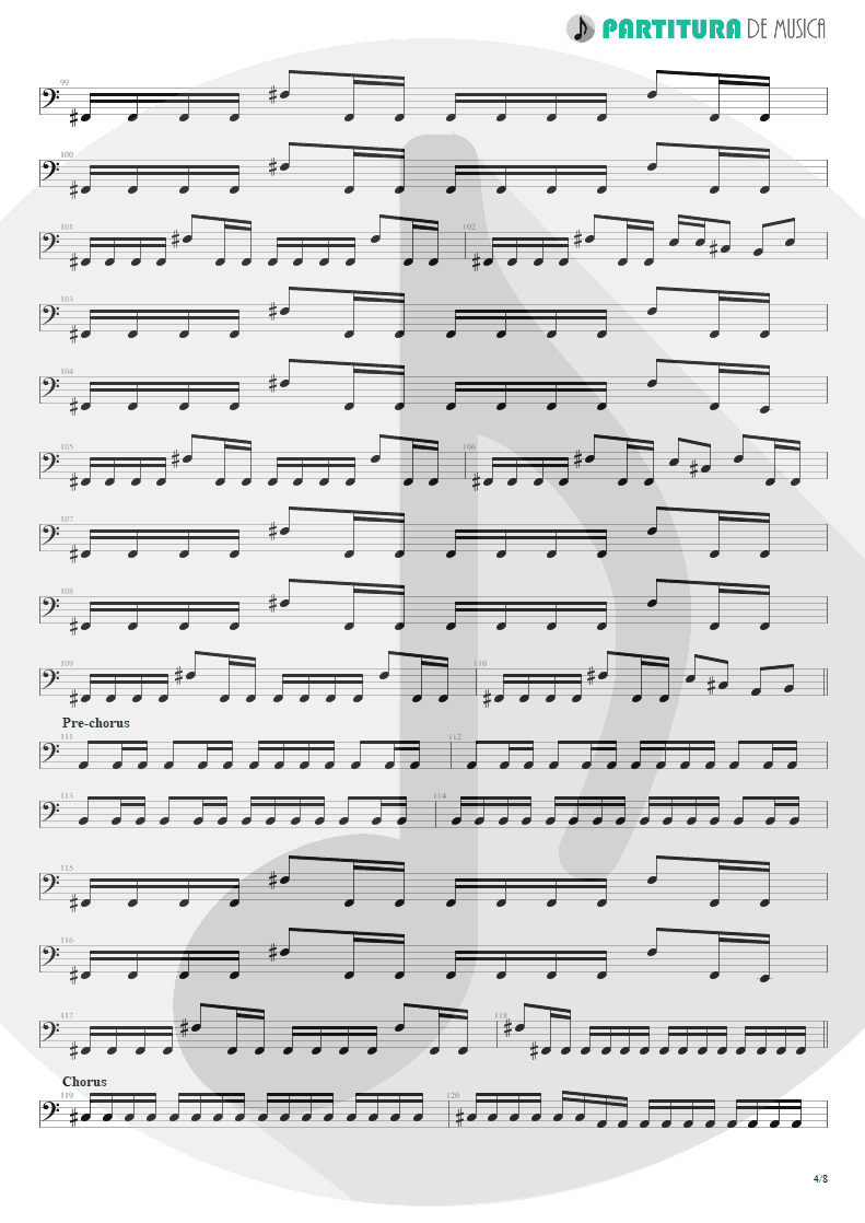Partitura de musica de Baixo Elétrico - Under A Glass Moon | Dream Theater | Images and Words 1992 - pag 4
