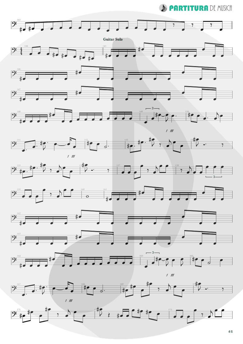 Partitura de musica de Baixo Elétrico - Under A Glass Moon | Dream Theater | Images and Words 1992 - pag 6