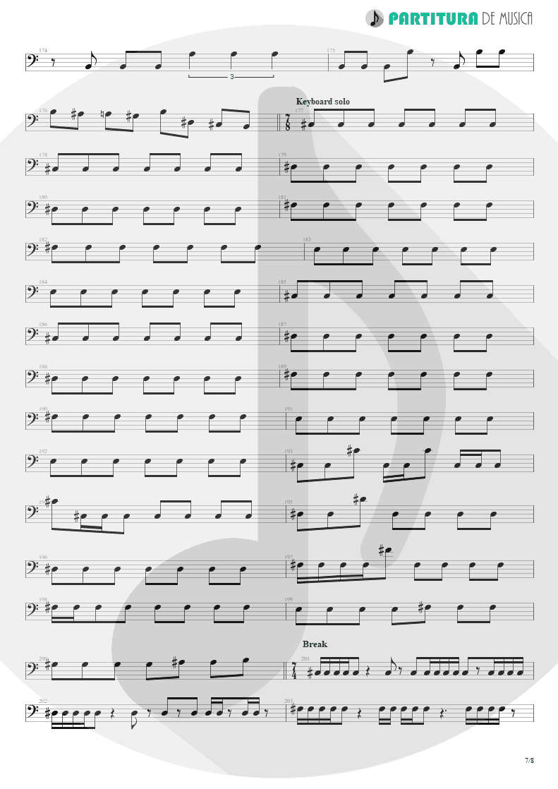 Partitura de musica de Baixo Elétrico - Under A Glass Moon | Dream Theater | Images and Words 1992 - pag 7