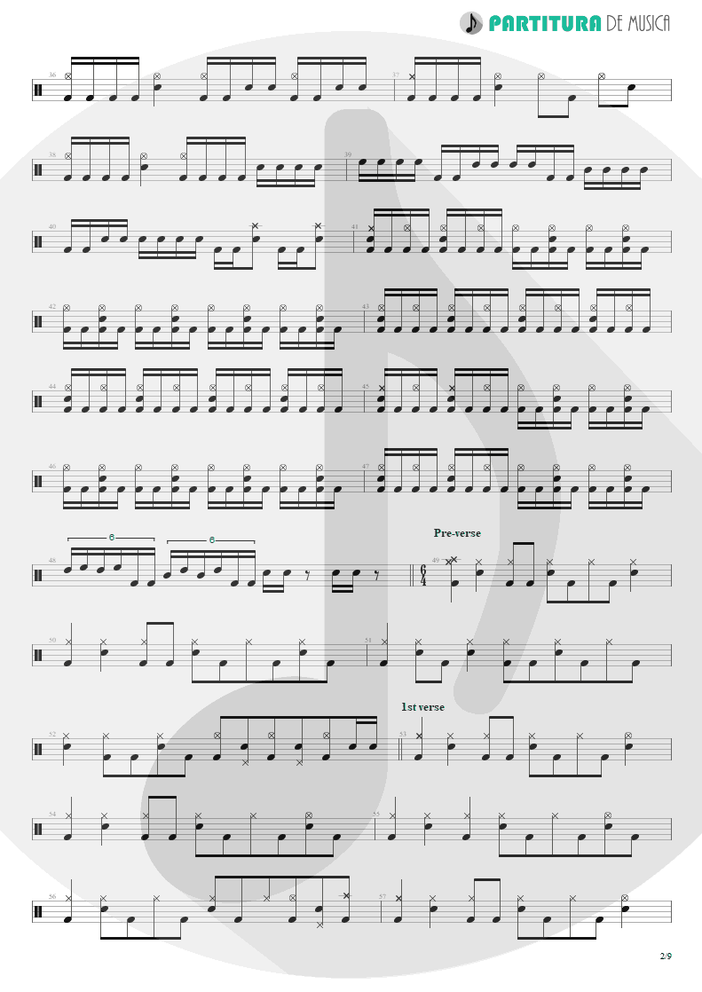 Partitura de musica de Bateria - Under A Glass Moon | Dream Theater | Images and Words 1992 - pag 2