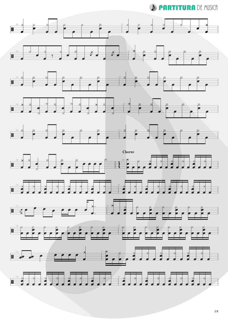 Partitura de musica de Bateria - Under A Glass Moon | Dream Theater | Images and Words 1992 - pag 3