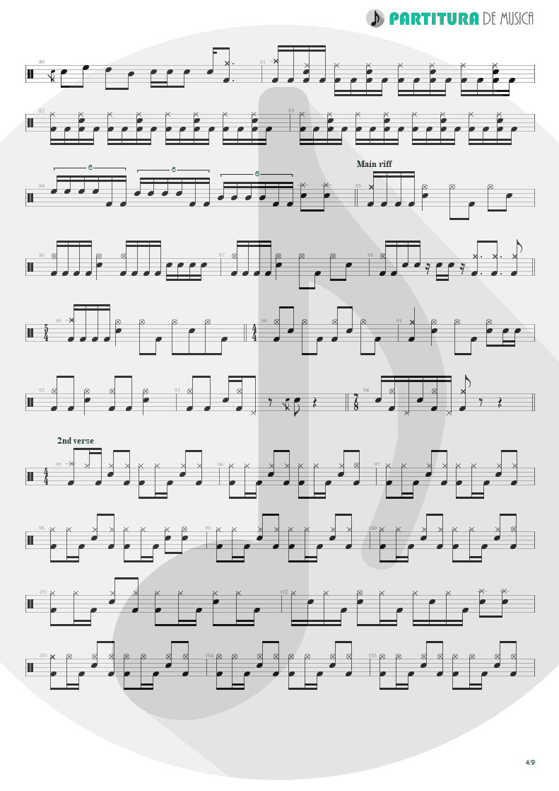 Partitura de musica de Bateria - Under A Glass Moon | Dream Theater | Images and Words 1992 - pag 4