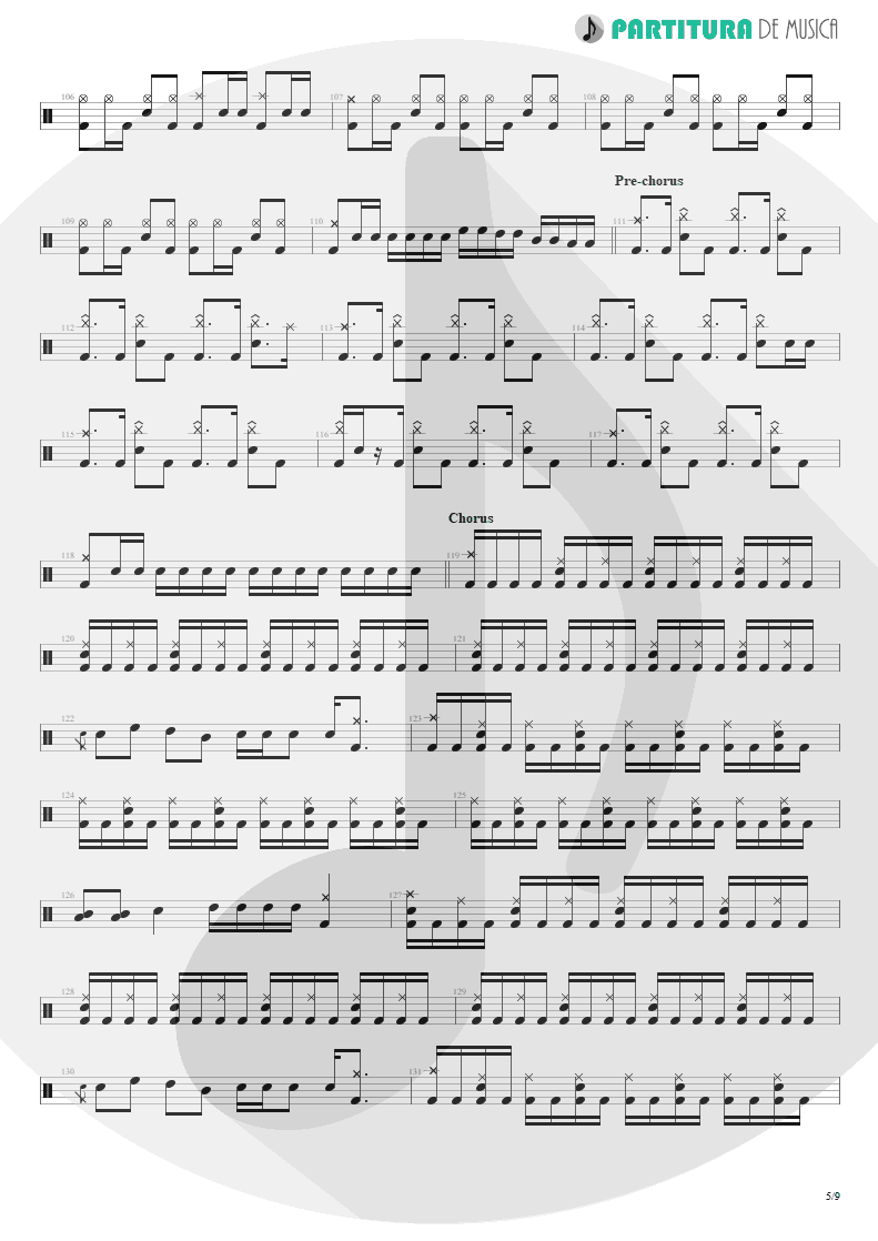 Partitura de musica de Bateria - Under A Glass Moon | Dream Theater | Images and Words 1992 - pag 5