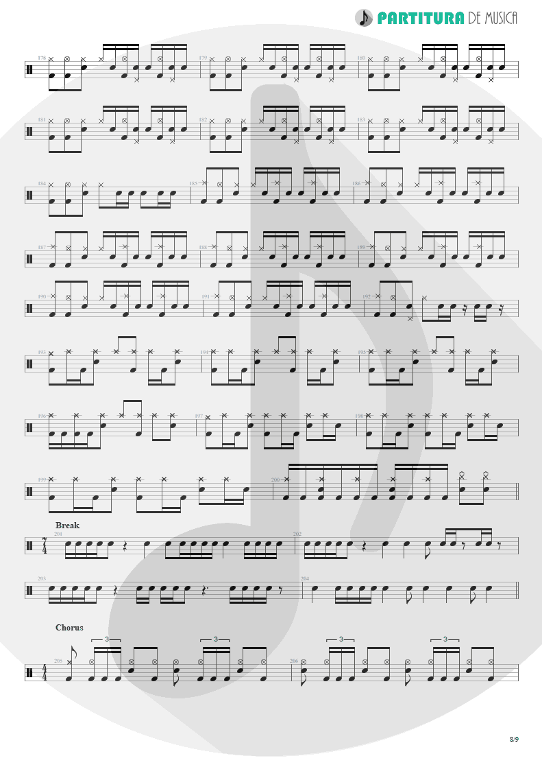 Partitura de musica de Bateria - Under A Glass Moon | Dream Theater | Images and Words 1992 - pag 8