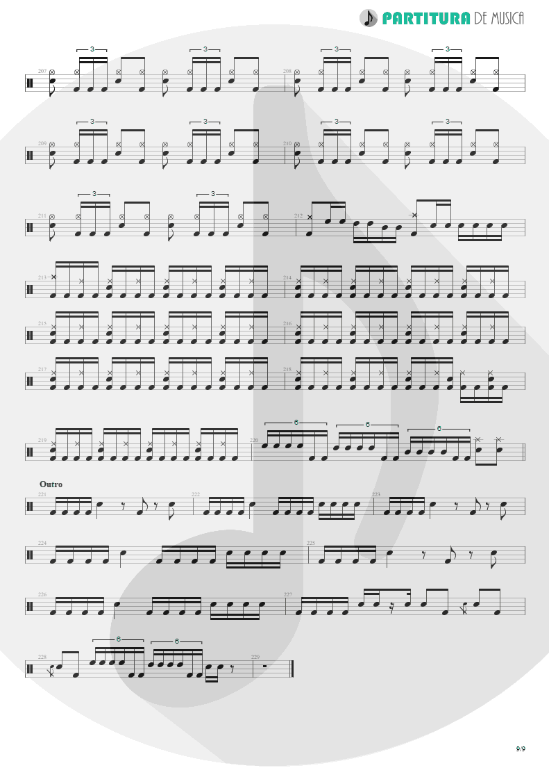 Partitura de musica de Bateria - Under A Glass Moon | Dream Theater | Images and Words 1992 - pag 9