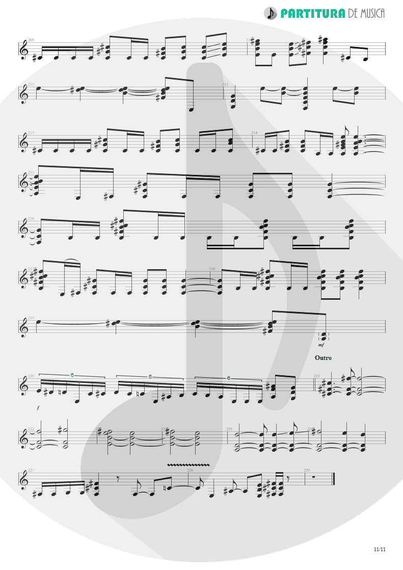 Partitura de musica de Guitarra Elétrica - Under A Glass Moon | Dream Theater | Images and Words 1992 - pag 11