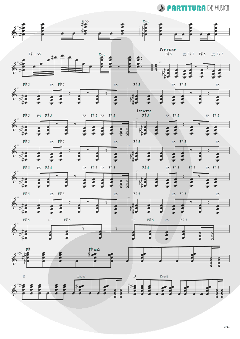 Partitura de musica de Guitarra Elétrica - Under A Glass Moon | Dream Theater | Images and Words 1992 - pag 3