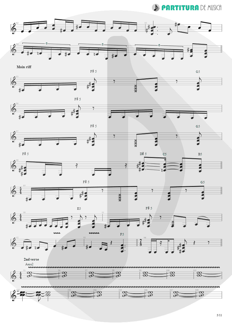 Partitura de musica de Guitarra Elétrica - Under A Glass Moon | Dream Theater | Images and Words 1992 - pag 5