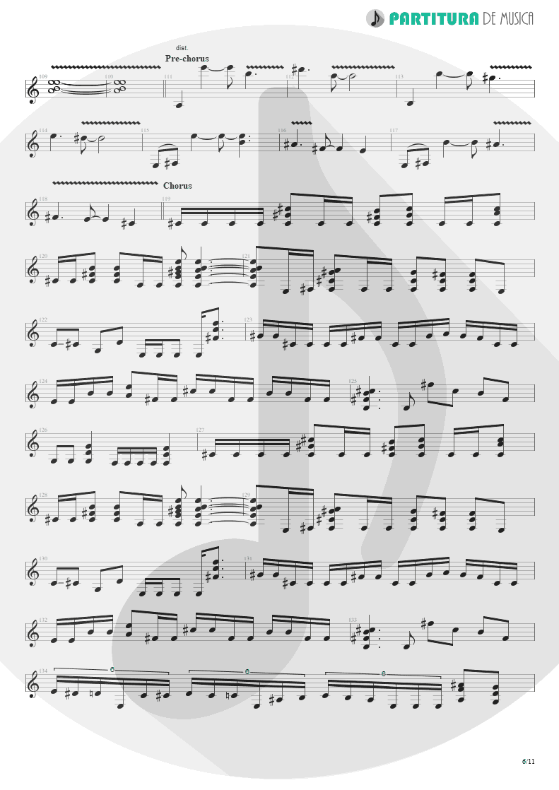 Partitura de musica de Guitarra Elétrica - Under A Glass Moon | Dream Theater | Images and Words 1992 - pag 6