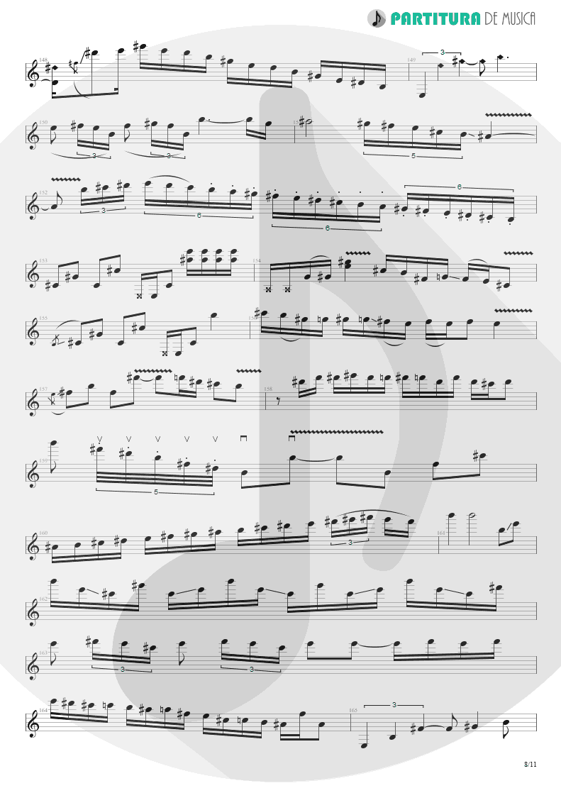Partitura de musica de Guitarra Elétrica - Under A Glass Moon | Dream Theater | Images and Words 1992 - pag 8