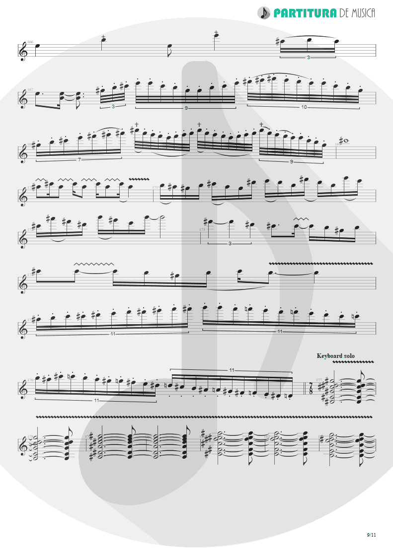 Partitura de musica de Guitarra Elétrica - Under A Glass Moon | Dream Theater | Images and Words 1992 - pag 9
