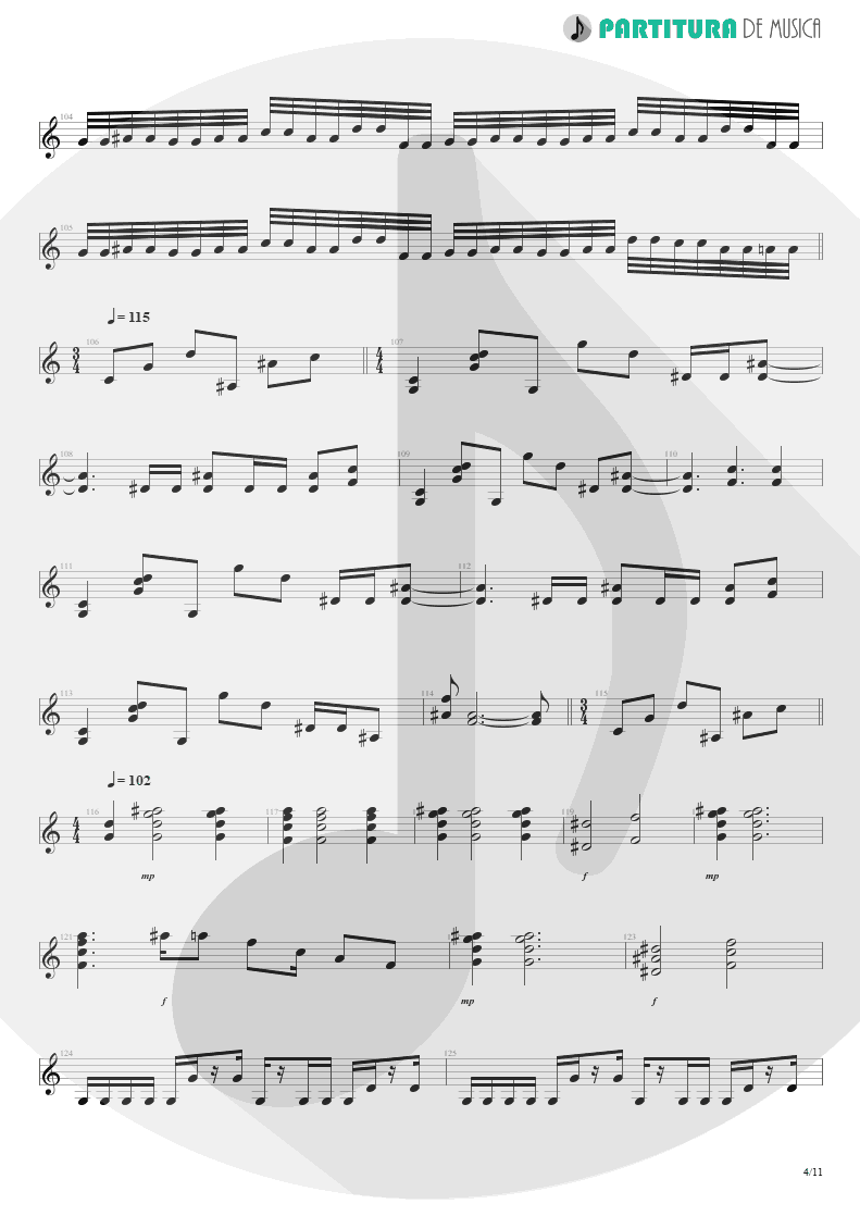 Partitura de musica de Guitarra Elétrica - Another Hand / The Killing Hand | Dream Theater | Live at the Marquee 1993 - pag 4