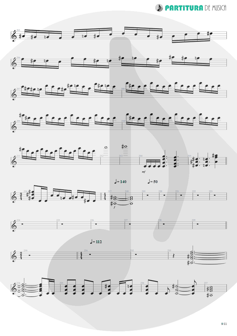 Partitura de musica de Guitarra Elétrica - Another Hand / The Killing Hand | Dream Theater | Live at the Marquee 1993 - pag 9