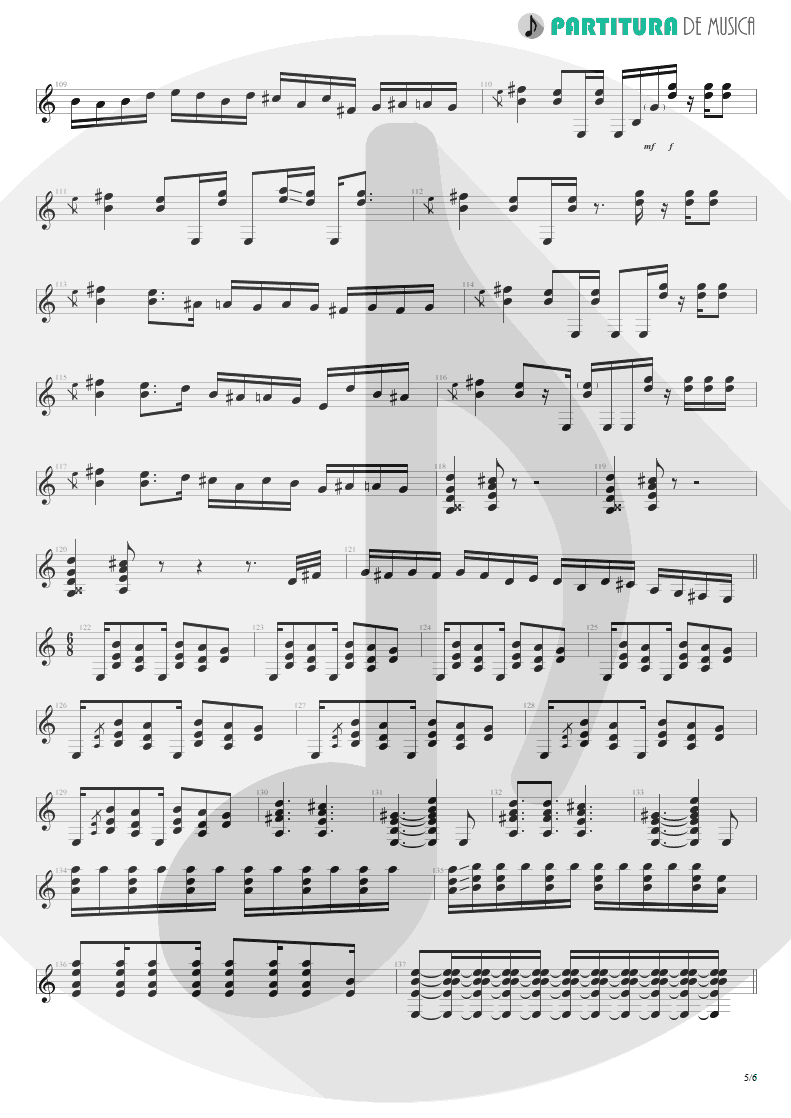 Partitura de musica de Guitarra Elétrica - 6:00 | Dream Theater | Awake 1994 - pag 5