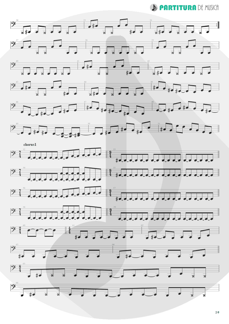 Partitura de musica de Baixo Elétrico - Caught In A Web | Dream Theater | Awake 1994 - pag 2