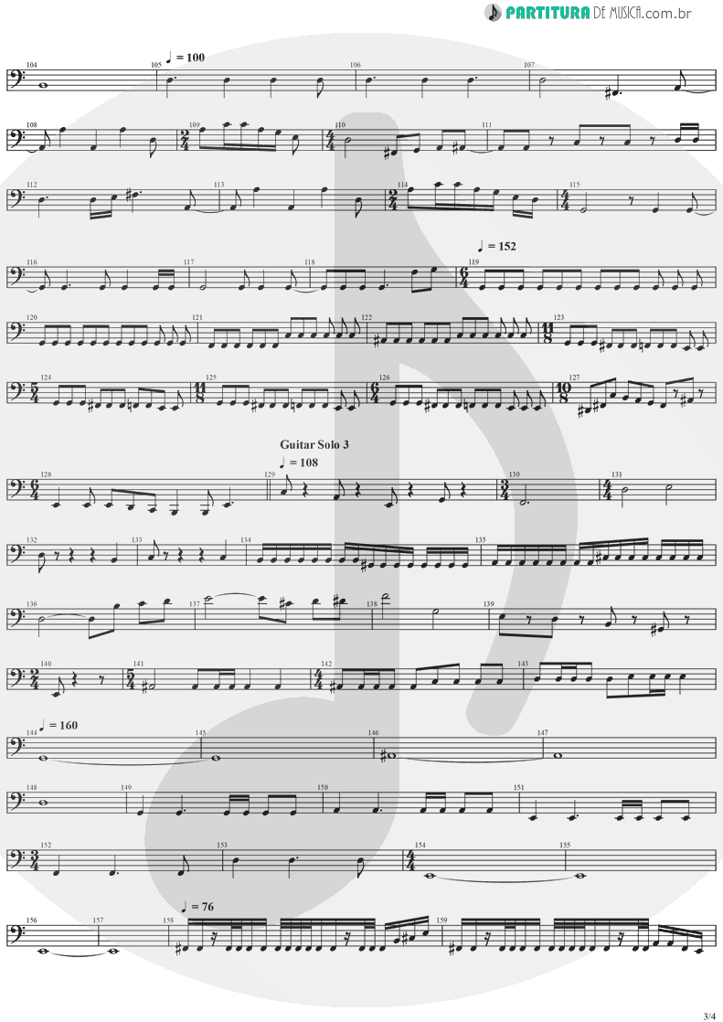 Partitura de musica de Baixo Elétrico - Erotomania | Dream Theater | Awake 1994 - pag 3