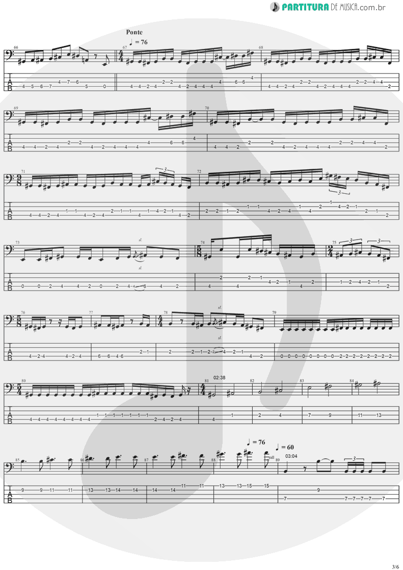 Tablatura + Partitura de musica de Baixo Elétrico - Erotomania | Dream Theater | Awake 1994 - pag 3