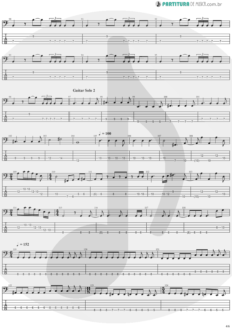 Tablatura + Partitura de musica de Baixo Elétrico - Erotomania | Dream Theater | Awake 1994 - pag 4