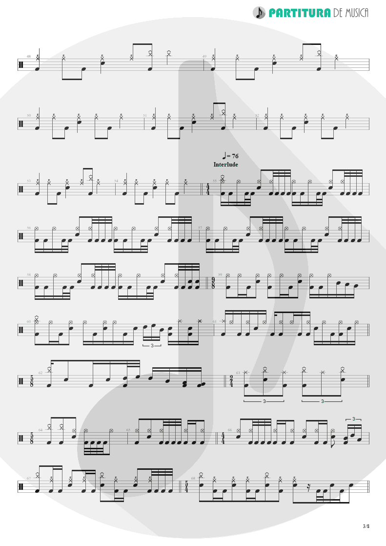 Partitura de musica de Bateria - Erotomania | Dream Theater | Awake 1994 - pag 3